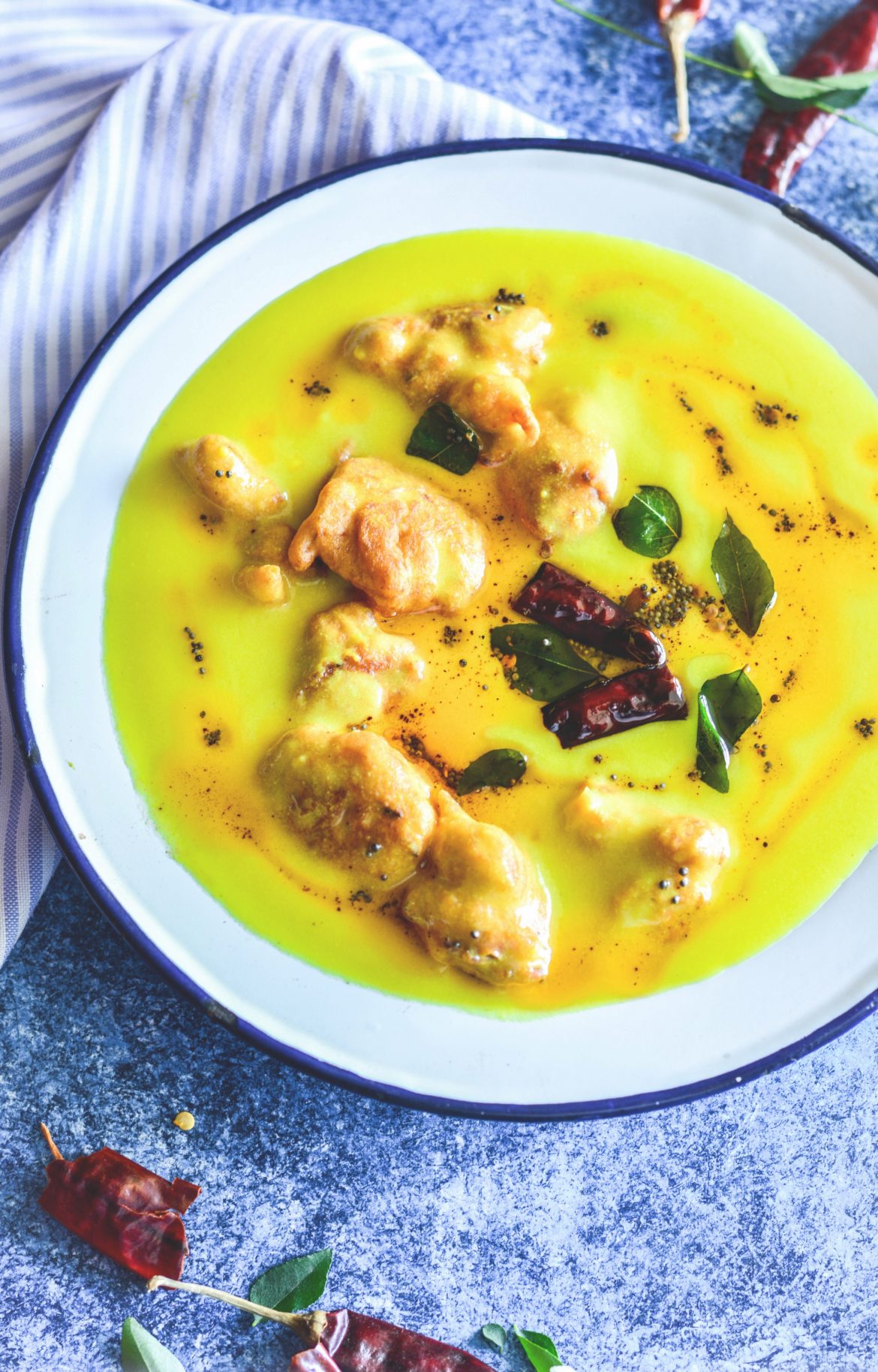 PUNJABI PAKORA KADHI ( Spiced Buttermilk Soup with Onion Chickpea Fritters)