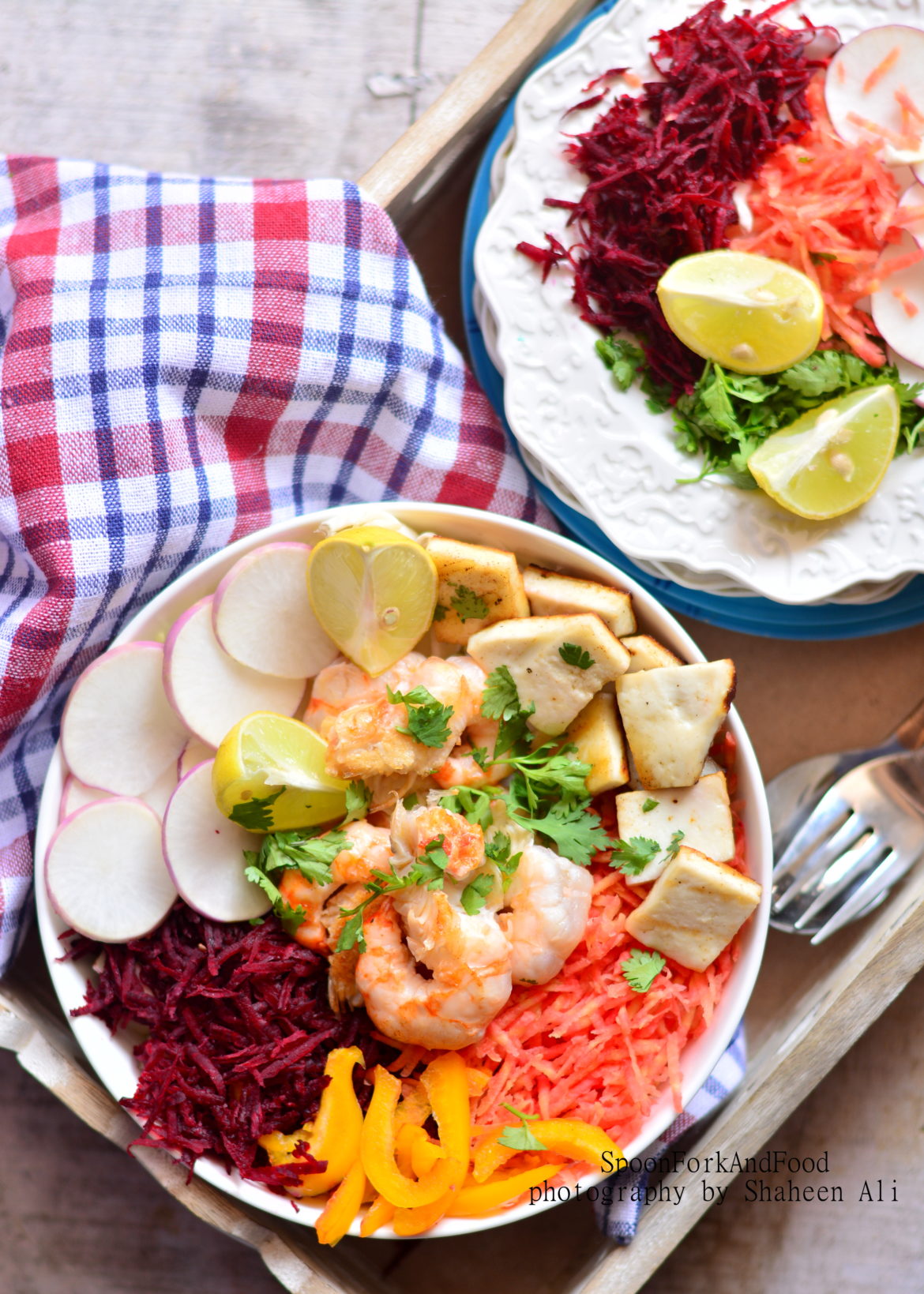 Tofu & Shrimp Salad with Balsamic Dressing