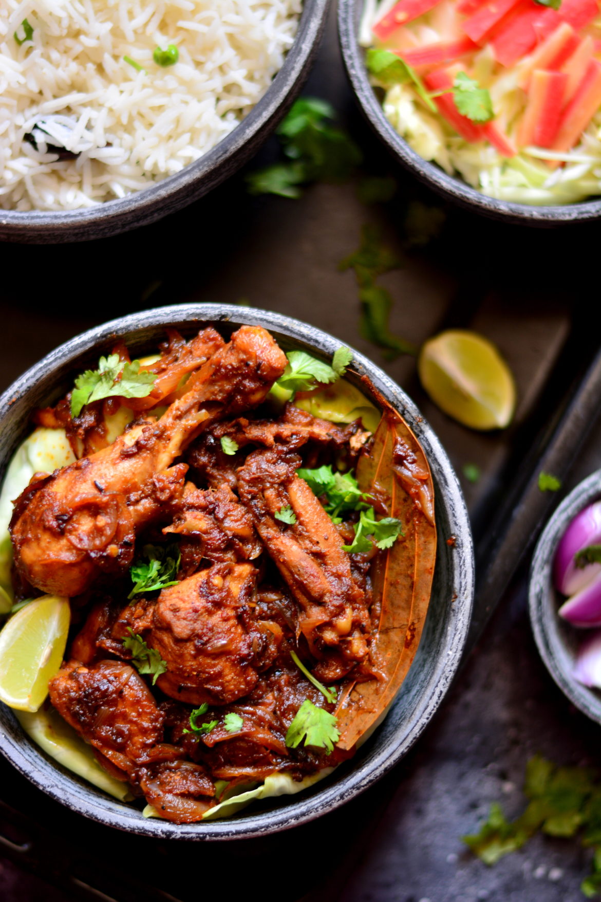 Bhuna Murgh - Dry Chicken Curry Smeared In Tomato Base With Spices.